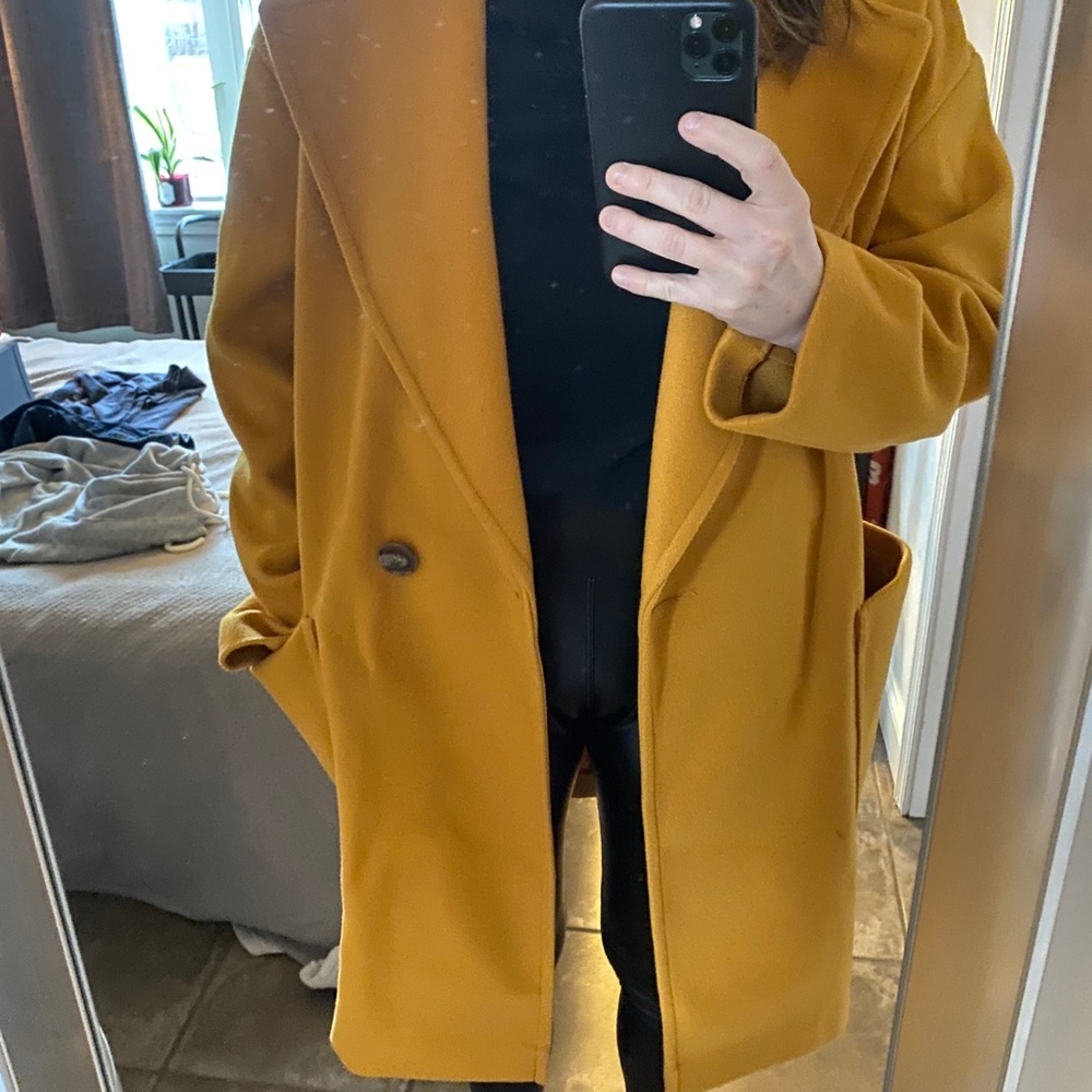 NWT - TOPSHOP Long Yellow Carly Slouch Peacoat (6) - Picture 3 of 16